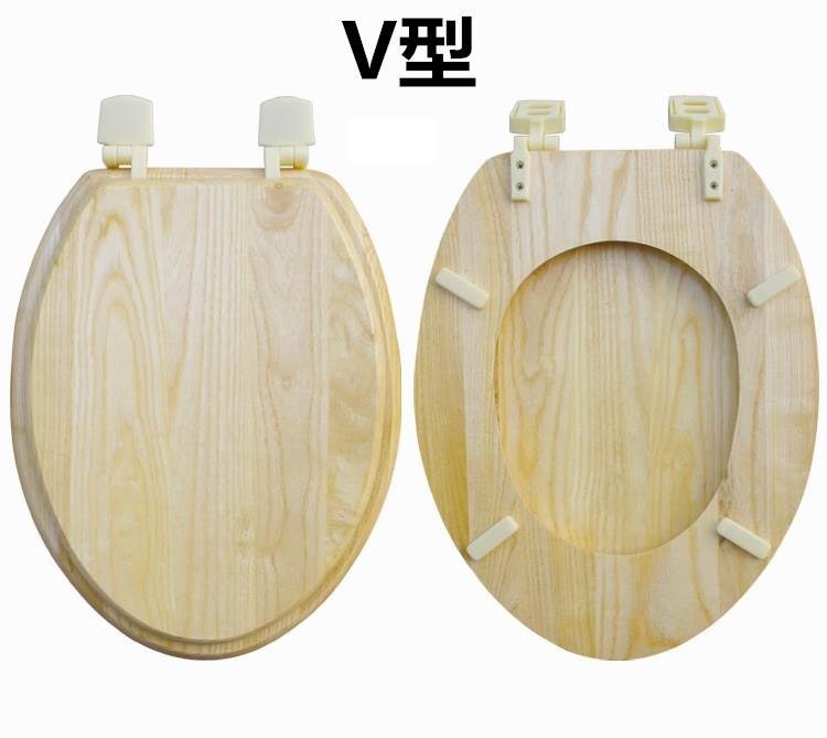 新品实木加厚马桶盖 老式木头盖板 纯木制通用盖子 V型U型O型坐便