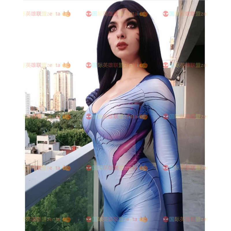 女款英雄联盟 虚空之女 凯萨Kaisa Zentai Cosplay卡莎连体紧身衣