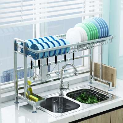 可伸缩不锈钢厨房置物架单水槽上方碗碟收纳放洗菜池洗碗盆沥水架