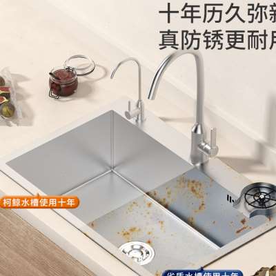 水槽单槽厨房家用洗菜盆304不锈钢手工纳米加厚洗碗池淘菜洗碗盆