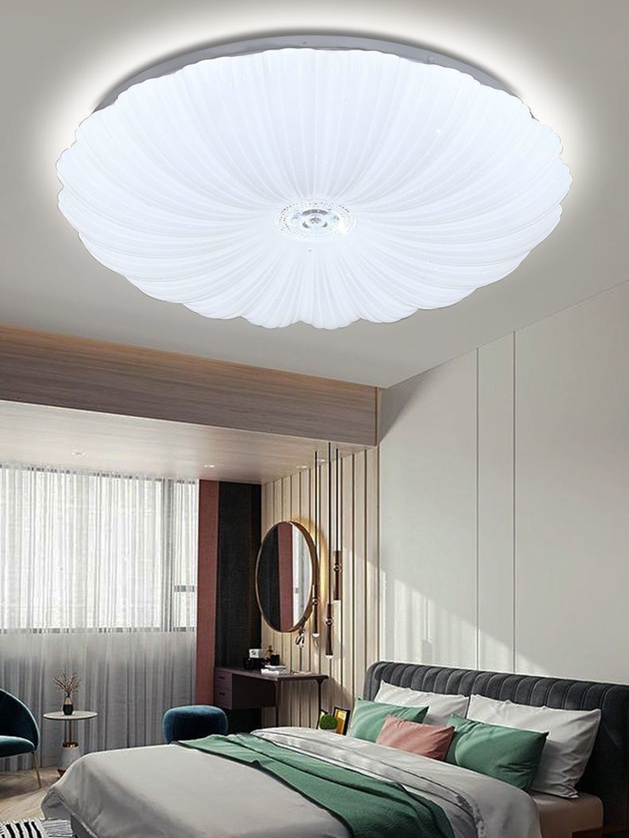 庆希圆形贝壳LED吸顶灯北欧现代简约壁控卧室厨卫节能灯中山灯具