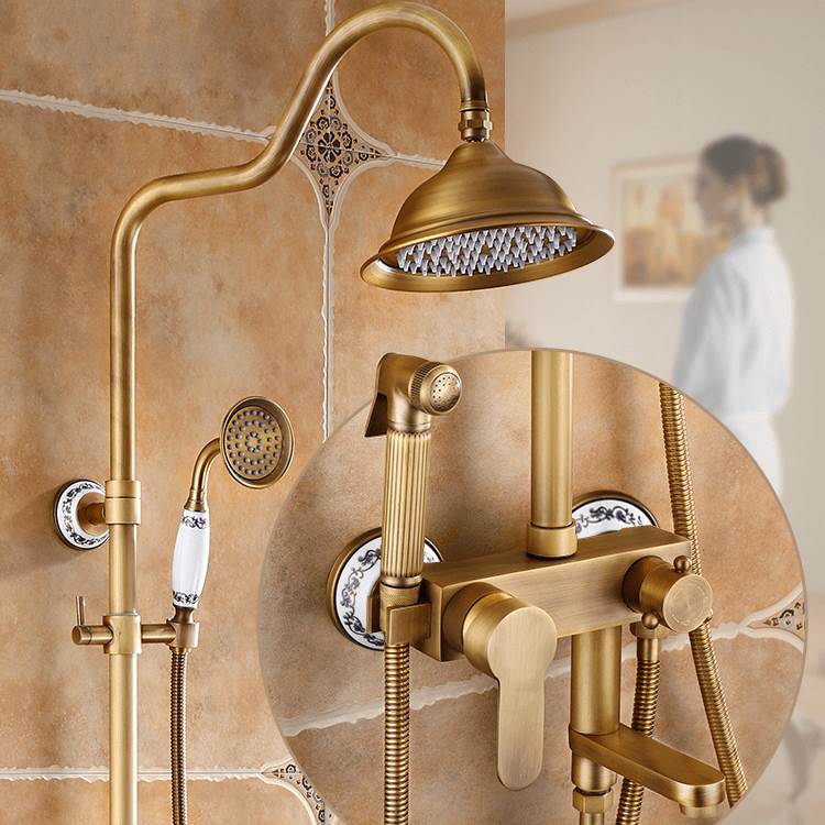 全铜仿古花洒套装欧式浴室增压淋雨沐浴花洒水龙头复古恒温淋浴器