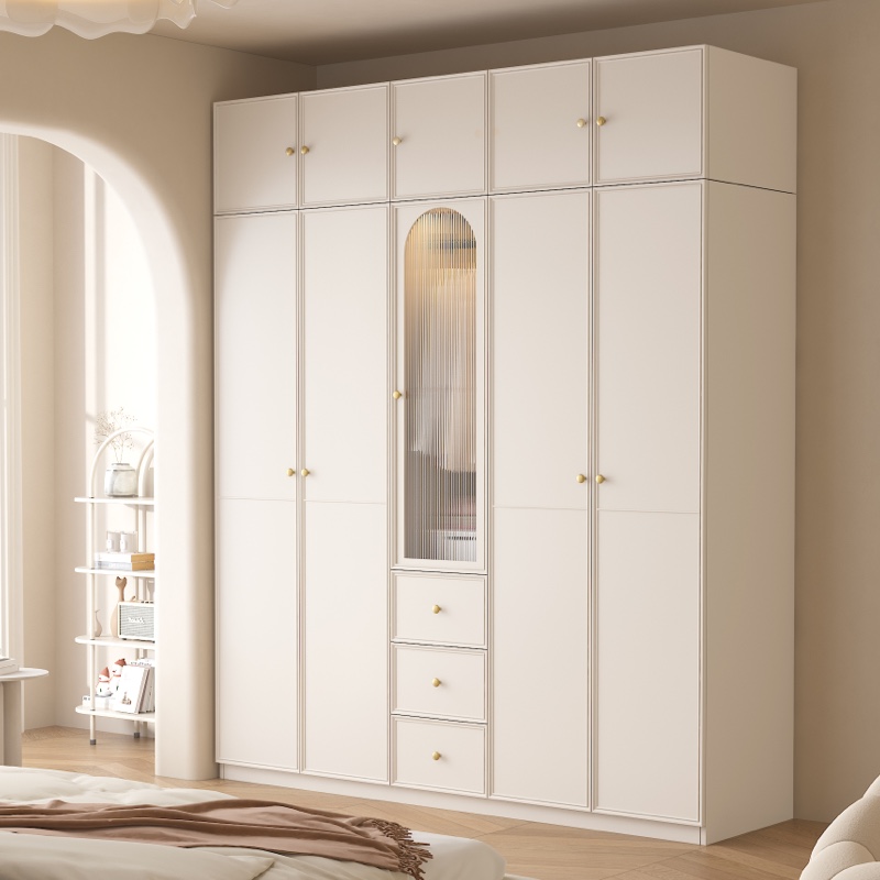 欧派法式组合衣柜家用卧室现代轻奢白色奶油风可定制实木生态板衣
