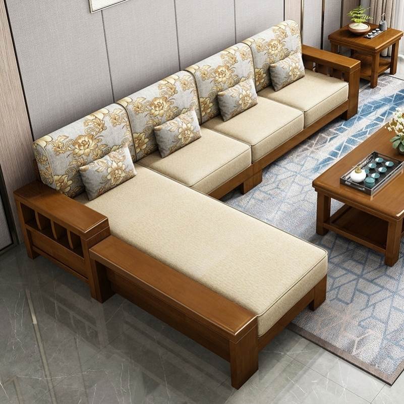 欧派官方客厅转角简约现代家具组合经济沙发椅新中式沙发垫实木沙