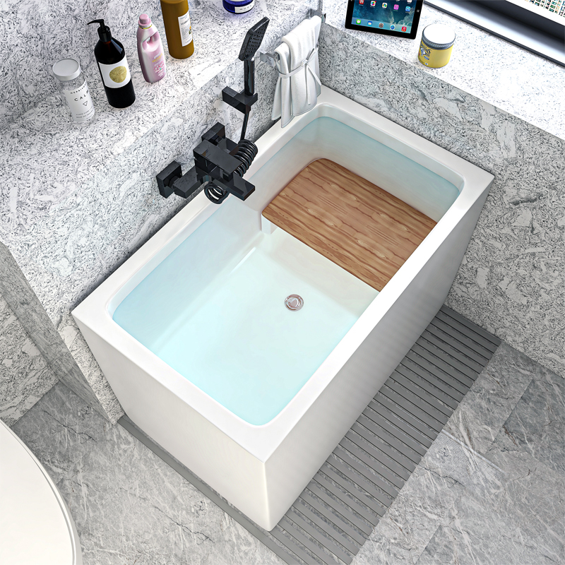 小型家用小户型日式方形独立坐式一体活动板凳深泡迷你移动浴缸