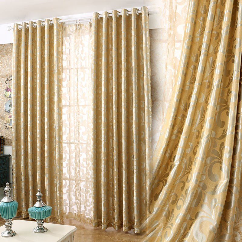 欧式双面提花遮光布窗帘成品 卧室客厅简易奢华大气网红款