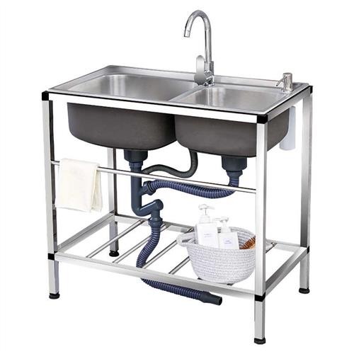 不锈钢洗菜盆双槽厨房水槽洗碗槽双盆水池盆家用304洗菜池一体柜