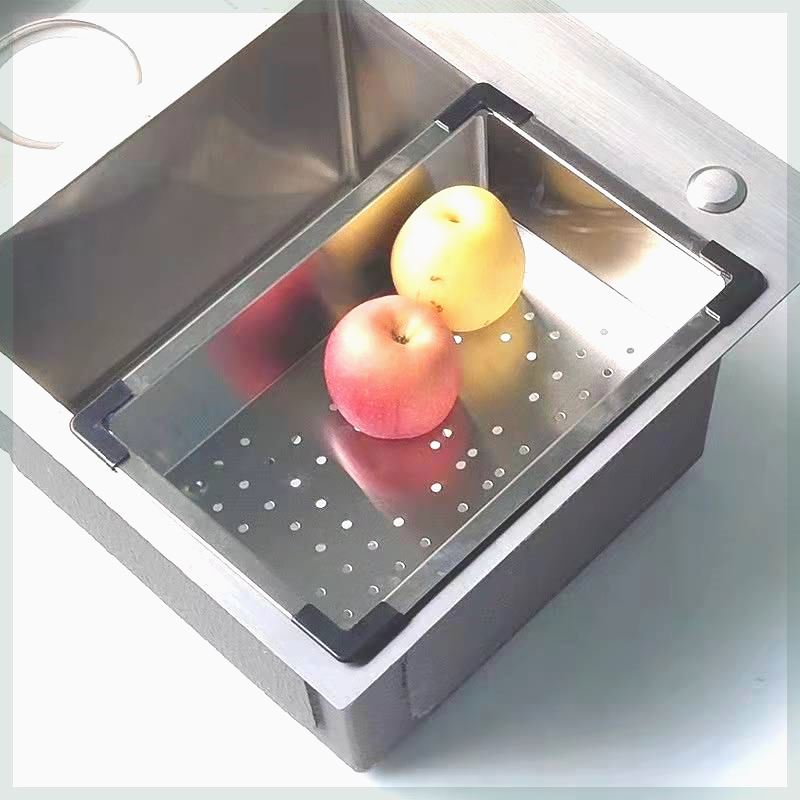 水槽沥水篮304不锈钢厨房水槽长方形水果洗菜盆加厚置物碗碟单槽
