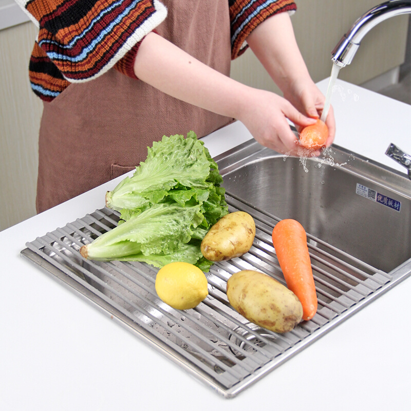 厨房可折叠水槽沥水架洗碗池碗架碗碟筷收纳架洗菜滤水硅胶置物架