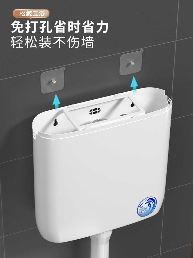 松厕所鲸马桶抽冲水箱家节用卫生间蹲便器冲墙力能水箱蹲大厕挂式