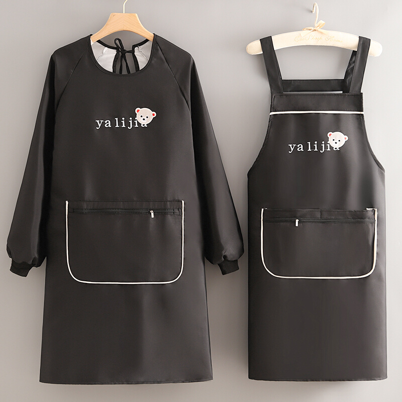 新款厨房专用围裙超强防水防油长袖罩衣家用做饭工作服加厚耐磨脏