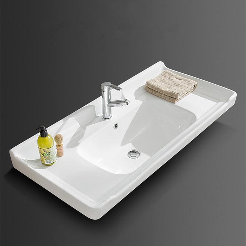 陶瓷洗手盆台面一体嵌入式牛角洗脸台上盆单n水槽水池 1.2 1.1米