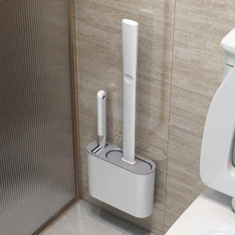 马桶刷两把刷子无死角洗厕所硅胶刷子神器挂墙式卫生间家用清洁挂