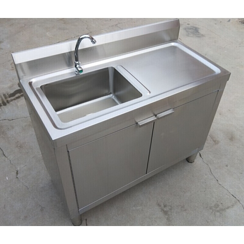 整体不锈钢厨房集成一体多功能水池橱柜双槽加厚水槽饭店洗碗池台