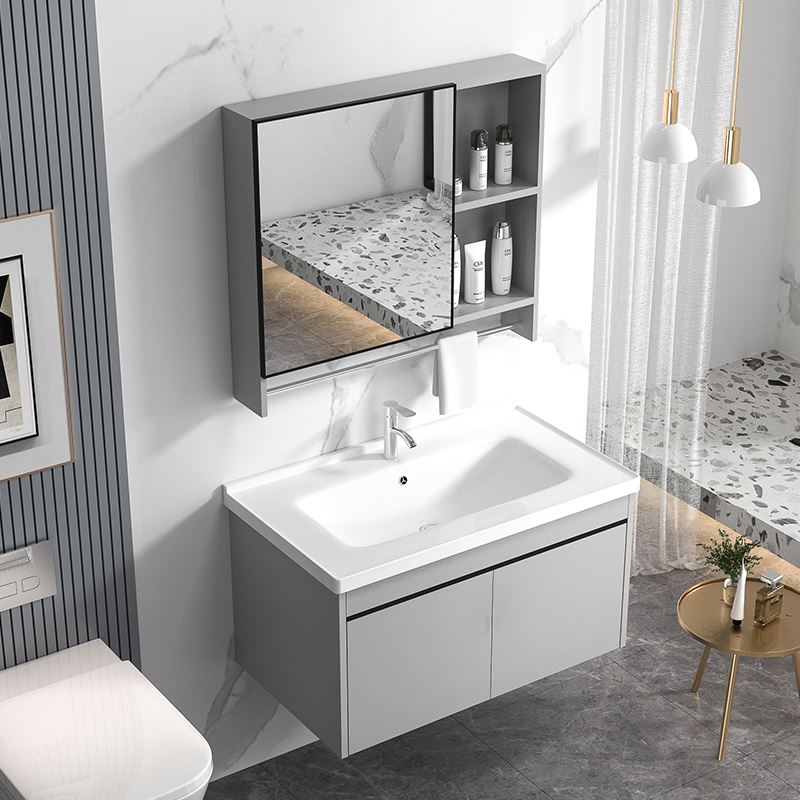 智能太空铝浴室柜小户型卫生间洗脸盆柜组合一体陶瓷洗手池洗漱台