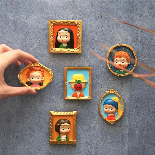 可爱世界名画冰箱贴磁铁磁力贴磁贴梵高蒙娜丽莎创意磁性贴