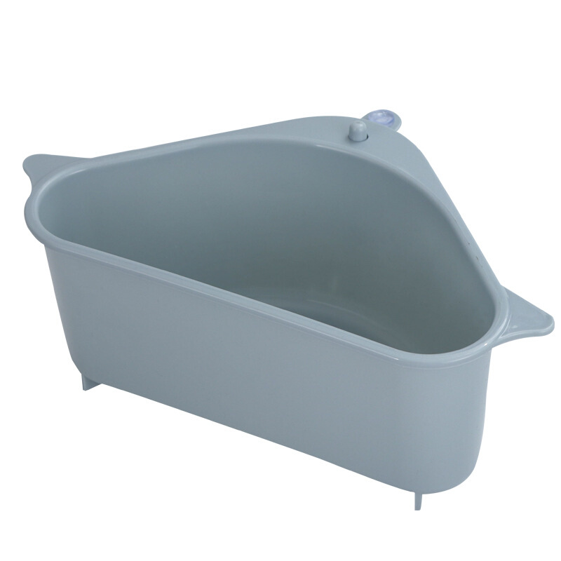 厨房水槽沥水收纳置物架塑料三角吸盘海绵架洗碗池抹布挂架沥水篮