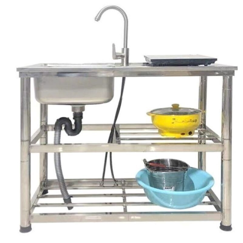 不锈钢水槽加厚单槽双槽家用商用洗菜池洗碗池砍骨平台一体带