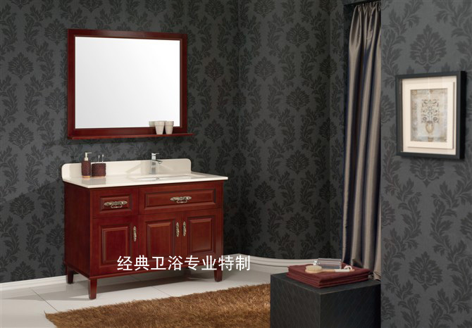 网红美式欧式橡木浴室柜组合实木浴柜洗脸盆柜洗手盆柜组合638