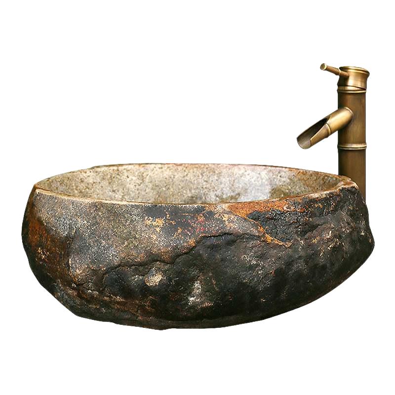 石头洗手盆复古鹅卵石台上盆天然石材洗脸盆艺术盆洗面石材台上盆