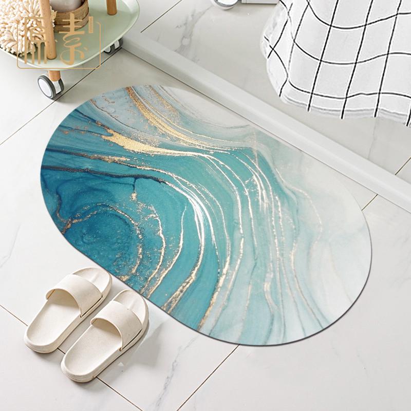 硅藻泥吸水垫卫生间门口地垫浴室防滑垫软硅藻土卫浴速干椭圆脚垫