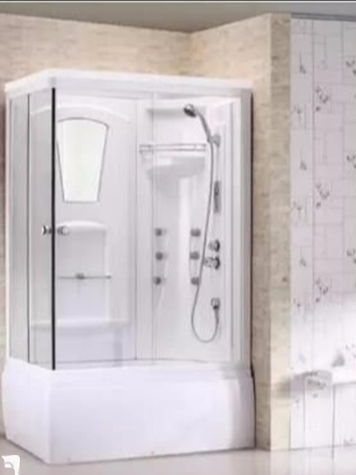 整体淋浴房浴室卫生间 沐浴洗澡间长方形浴缸弧形钢化玻璃