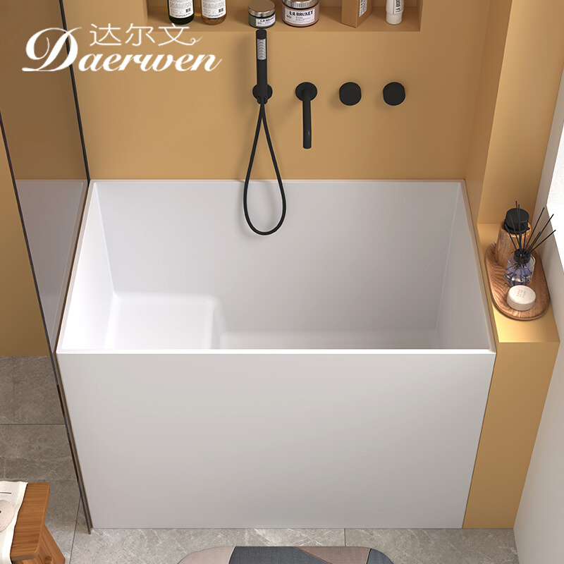定制达尔文深泡浴缸小户型家用坐式人造石独立日式米你小浴缸
