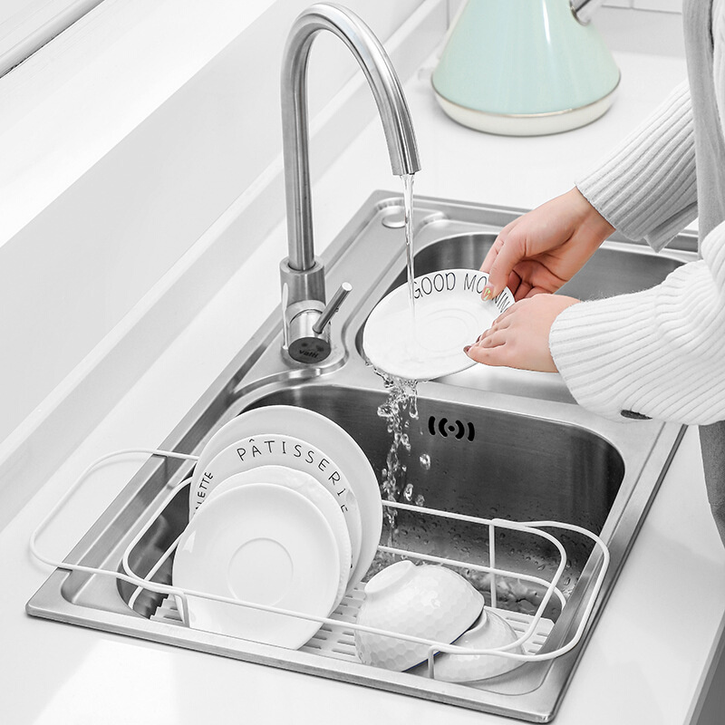 QT3004碗碟沥水架厨房碗盘收纳架洗碗池沥水碗架水槽置物架铁艺