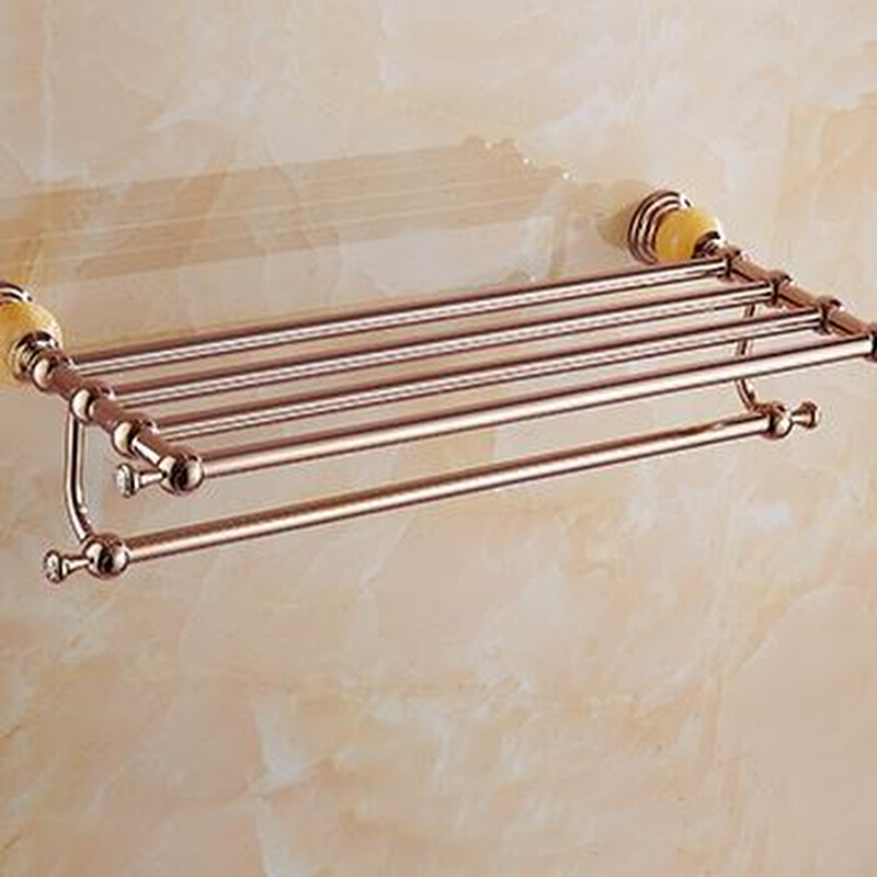 欧式不锈钢浴室挂件玫瑰金浴巾架卫浴套装卫生间墙上置物架毛巾架