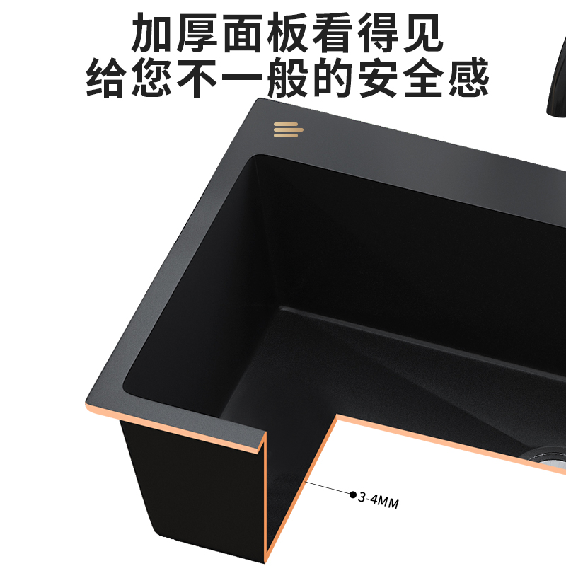 黑色水槽带支架单槽家用一体落地B式洗菜盆厨房双槽不锈钢洗碗水
