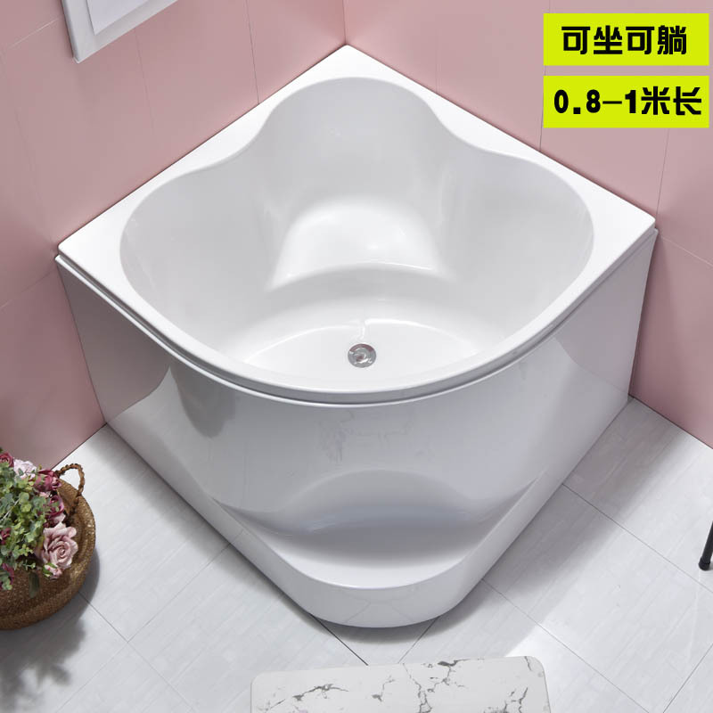 网红亚克力加深浴缸独立式家用成人迷你小户型三角扇形浴池0.8-1.