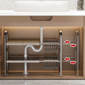 下水槽置物架收纳柜子分层隔板浴室卫生间空间利用神器厨房橱柜内