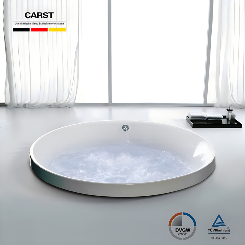 德国CARST卫浴按摩浴缸嵌入式亚克力圆形冲浪深泡民宿镶嵌式浴盆
