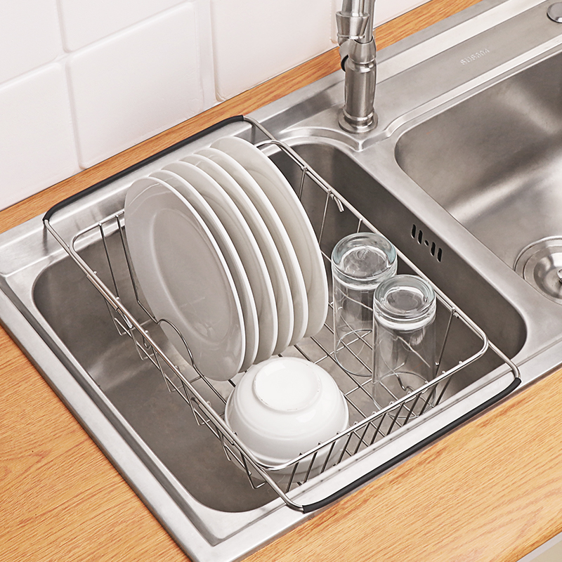 水槽沥水架不锈钢厨房置物架洗碗水池放碗架篮碗筷碗碟收纳架伸缩