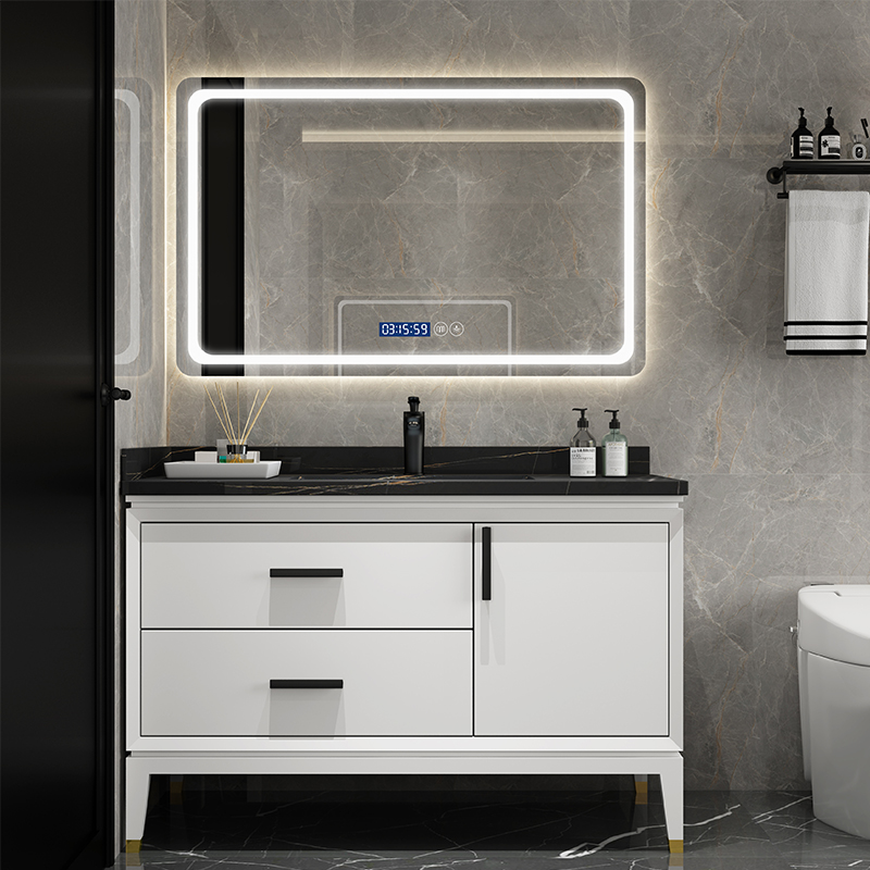 北欧现代简约智能镜实木浴室柜组合落地卫生间洗脸池洗漱台洗手盆
