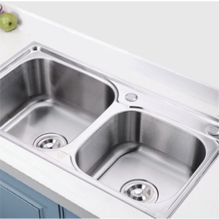 一体成型加厚厨房水槽不锈钢双槽304拉丝洗菜盆洗碗池不生锈包邮