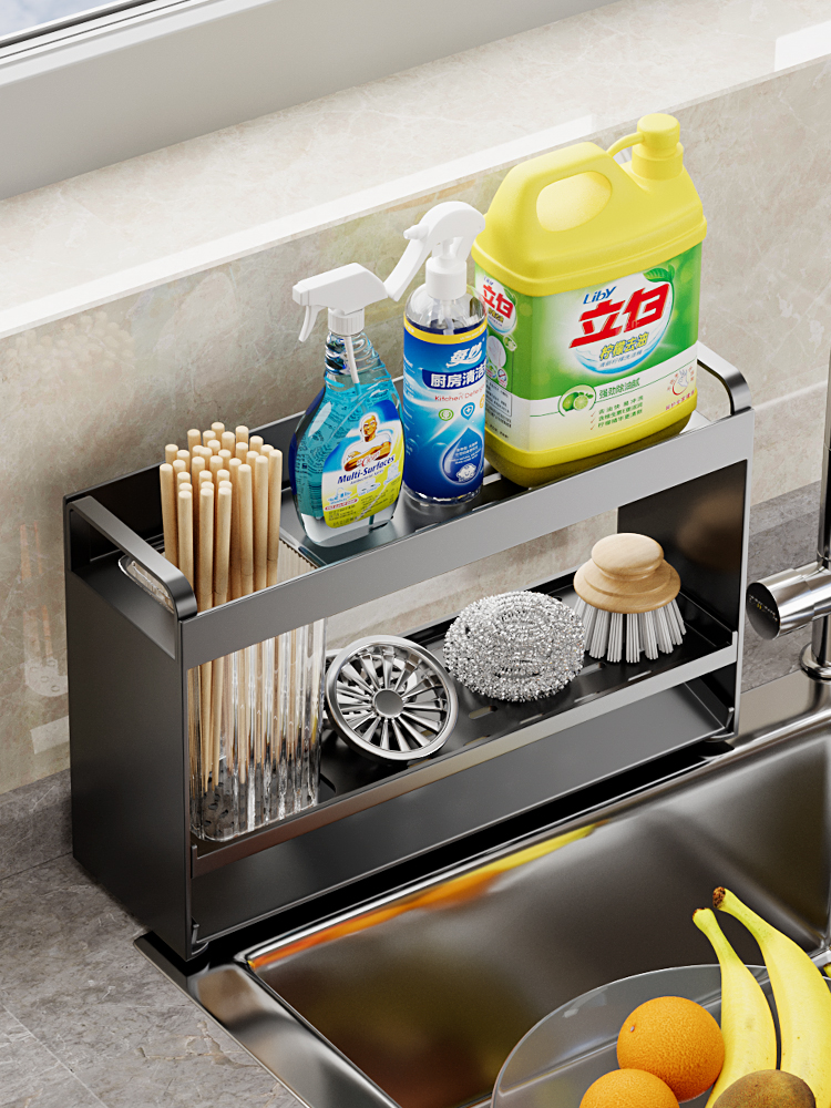 厨房置物架水槽洗碗海绵沥水架多功能台面水龙头抹布洗洁精收纳架