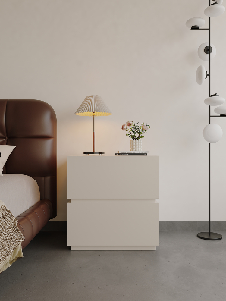 2024新款极简床头柜卧室烤漆床头柜现代简约家用小型实木床边柜子