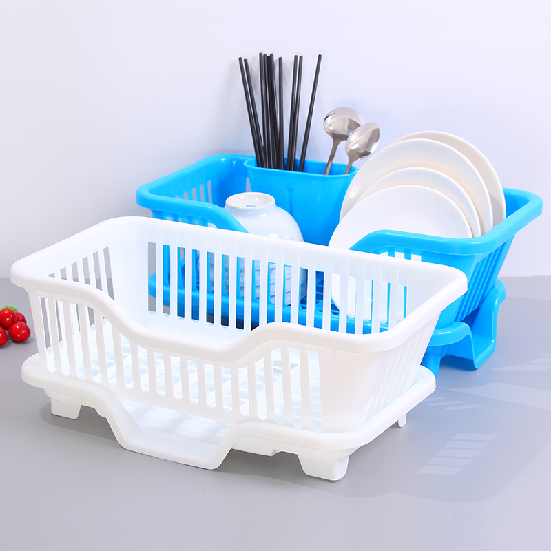厨房水槽碗筷沥水蓝带筷子筒大容量塑料置物架洗菜蓝滤水蓝装碗架