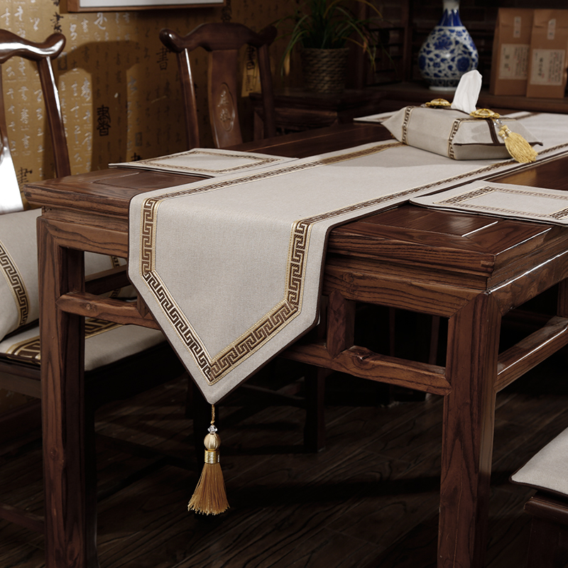 中式餐桌茶几茶台茶桌垫布茶旗新中式桌布长条桌旗餐边柜装饰桌布
