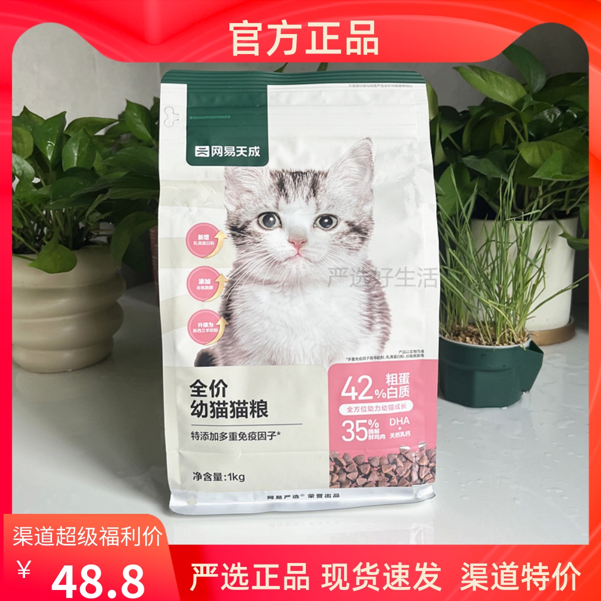 网易严选幼猫粮1千克/袋1-12月小猫网易天成幼猫粮猫咪干粮羊奶粉