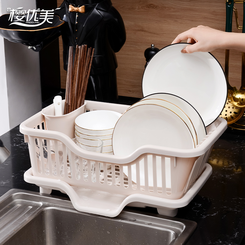 厨房置物架放碗筷收纳盒装碗碟盘家用碗架沥水架台面碗柜收纳架子