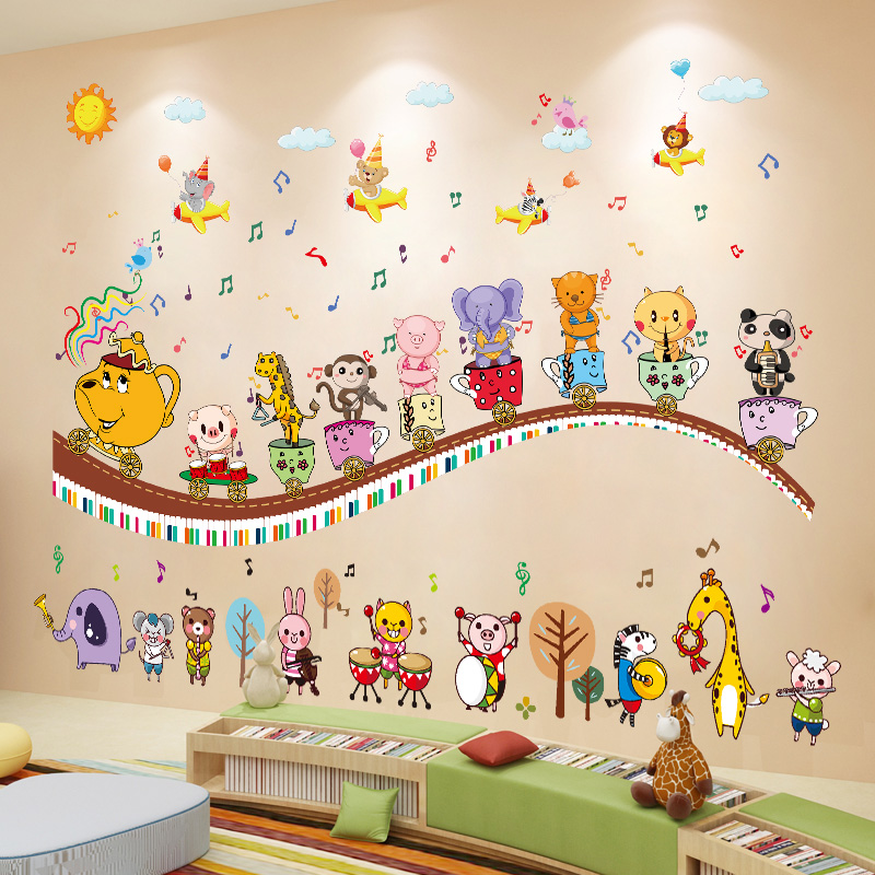 幼儿园墙纸贴画音乐教室环境布置区域角墙面装饰主题墙奏乐器墙贴
