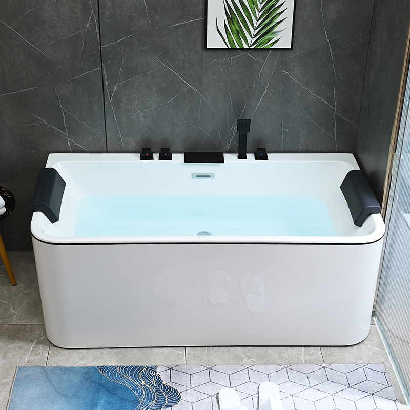 日式新款民宿家用成人亚克力浴缸独立式弧形智能恒温冲浪按摩浴盆