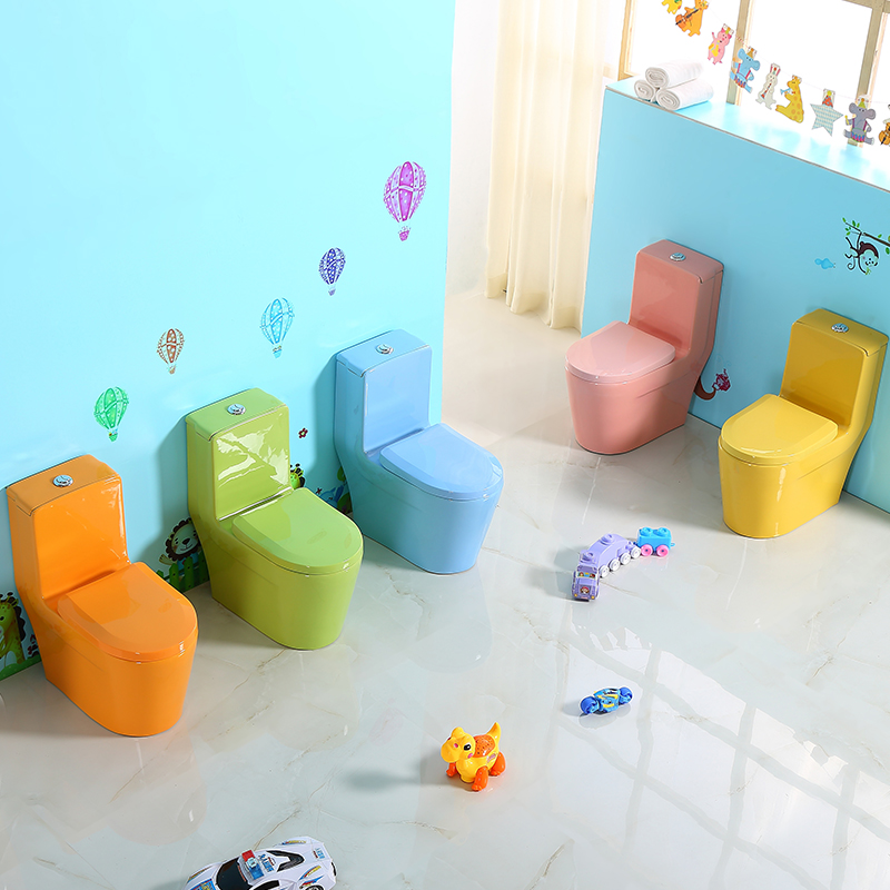 幼儿园彩色儿童马桶陶瓷抽水坐便器工程专用卡通宝宝卫生间座便器
