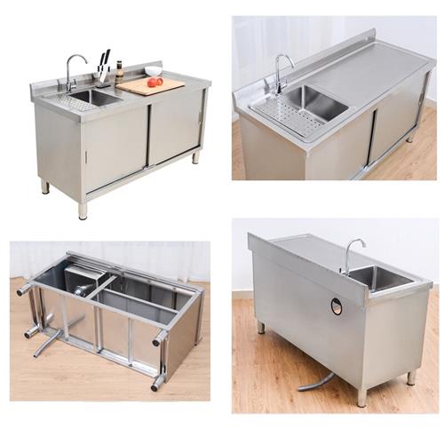 歺格 不锈钢工作台洗菜池操作台桌子水池水槽柜定制商用家用厨房