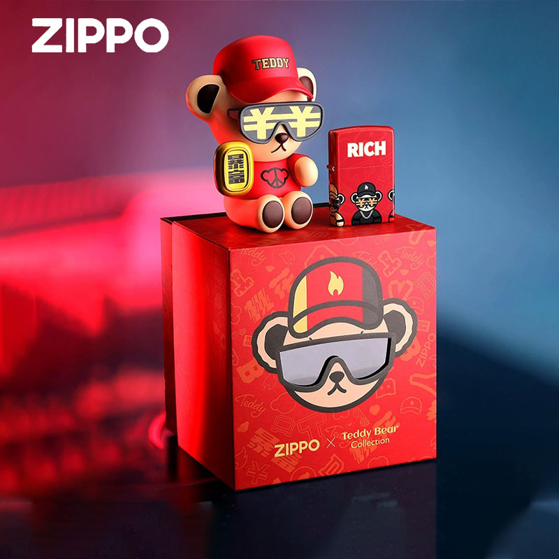 zippo打火机正版 泰迪熊珍藏创意手办套装打火机官方旗舰男士礼物