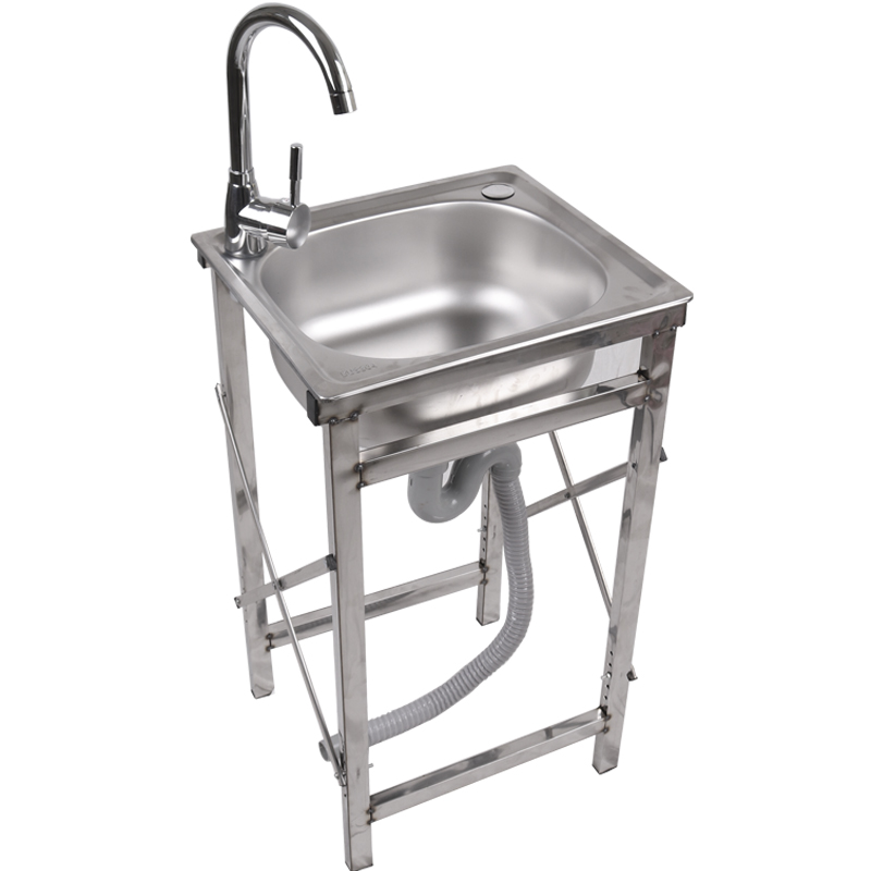 焊接简易不锈钢水槽单槽带支架家用落地简易洗碗洗手洗菜盆加厚水