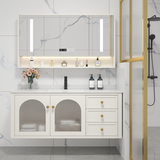 美式轻奢浴室柜吊柜岩板实木卫浴柜现代橡木智能洗脸盆