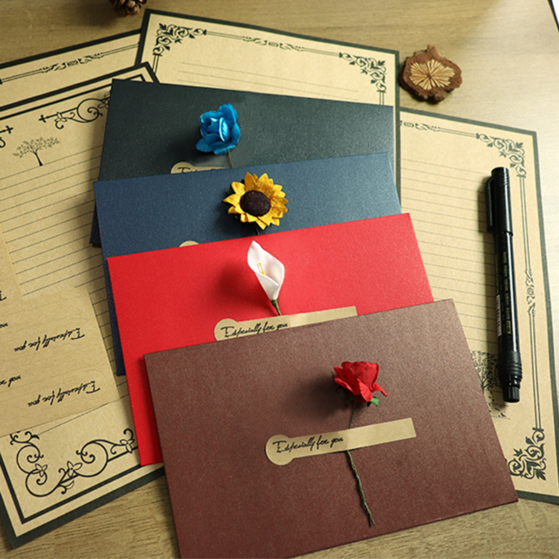 复古文艺信封信纸套装告白情书彩色信封袋情人节写信生日表白礼物